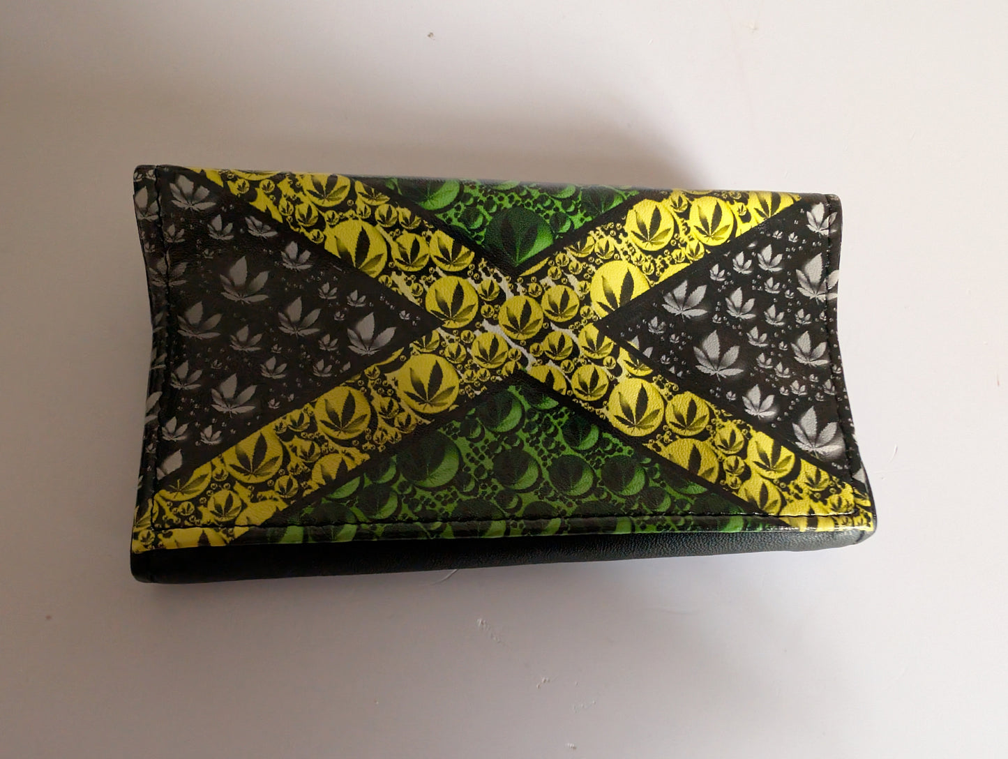 High Quality Faux Leather Tobacco Pouch Featuring Rasta / Leaf / Peace Designs