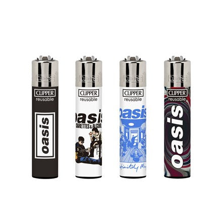 FULL SET OF 4 OASIS OFFICIAL CLIPPER LIGHTERS - LIMITED EDITION - 3 SETS TO CHOOSE FROM
