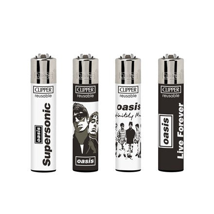 FULL SET OF 4 OASIS OFFICIAL CLIPPER LIGHTERS - LIMITED EDITION - 3 SETS TO CHOOSE FROM