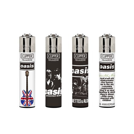FULL SET OF 4 OASIS OFFICIAL CLIPPER LIGHTERS - LIMITED EDITION - 3 SETS TO CHOOSE FROM