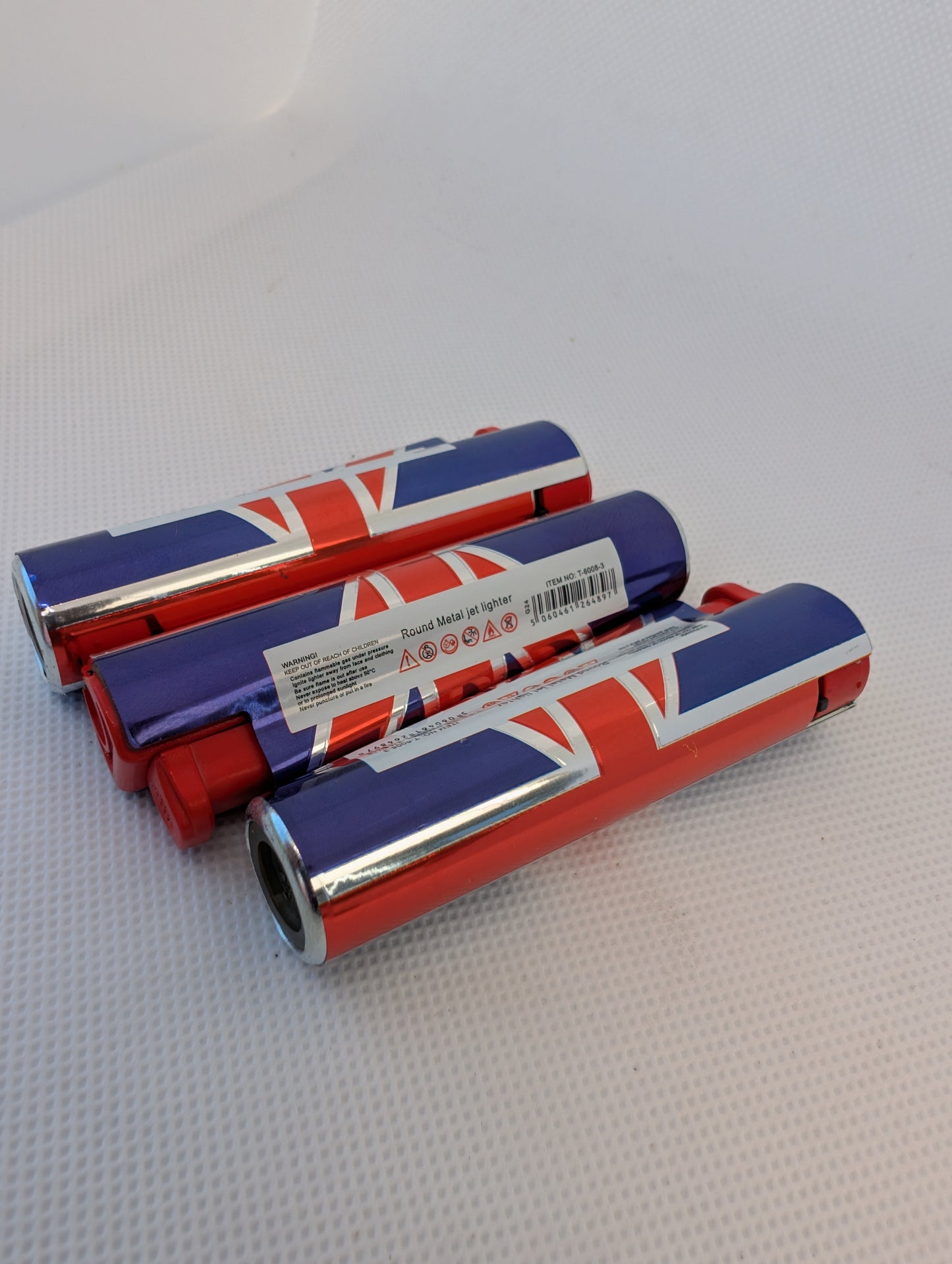 3 x Union Jack Windproof Turbo Jet Lighters (Refillable)