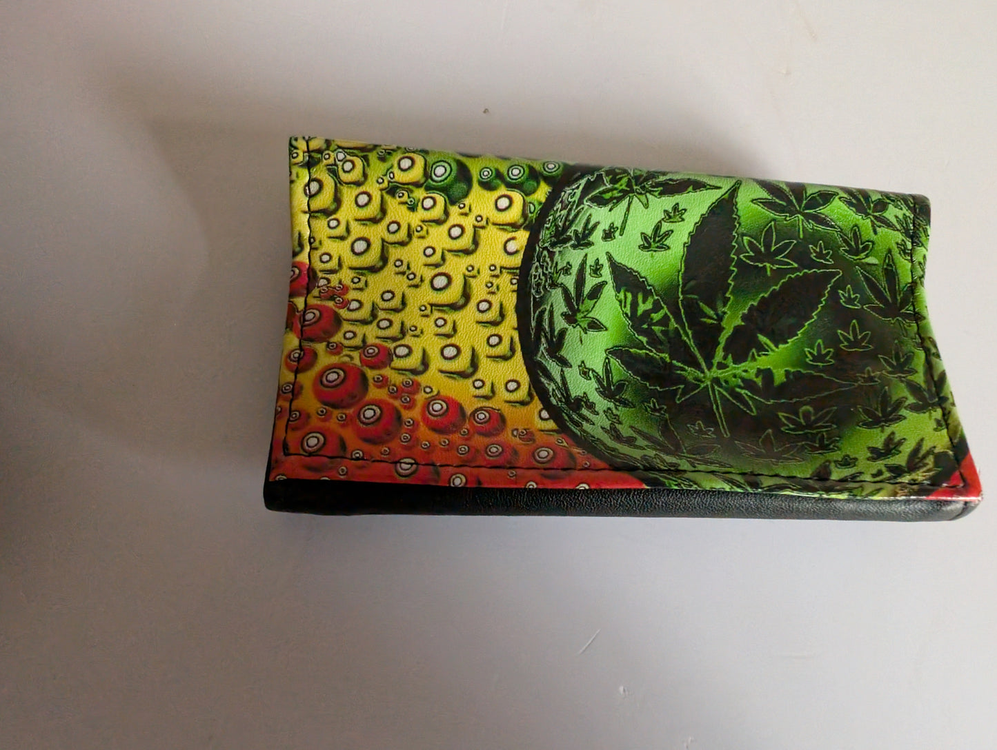 High Quality Faux Leather Tobacco Pouch Featuring Rasta / Leaf / Peace Designs
