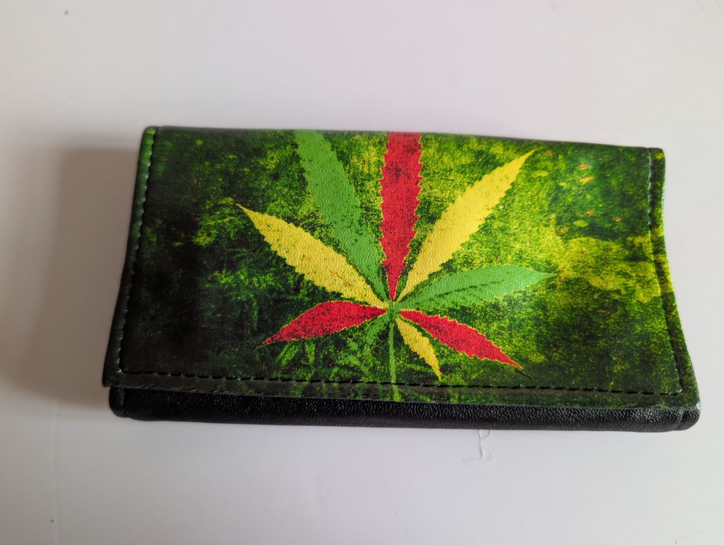 High Quality Faux Leather Tobacco Pouch Featuring Rasta / Leaf / Peace Designs