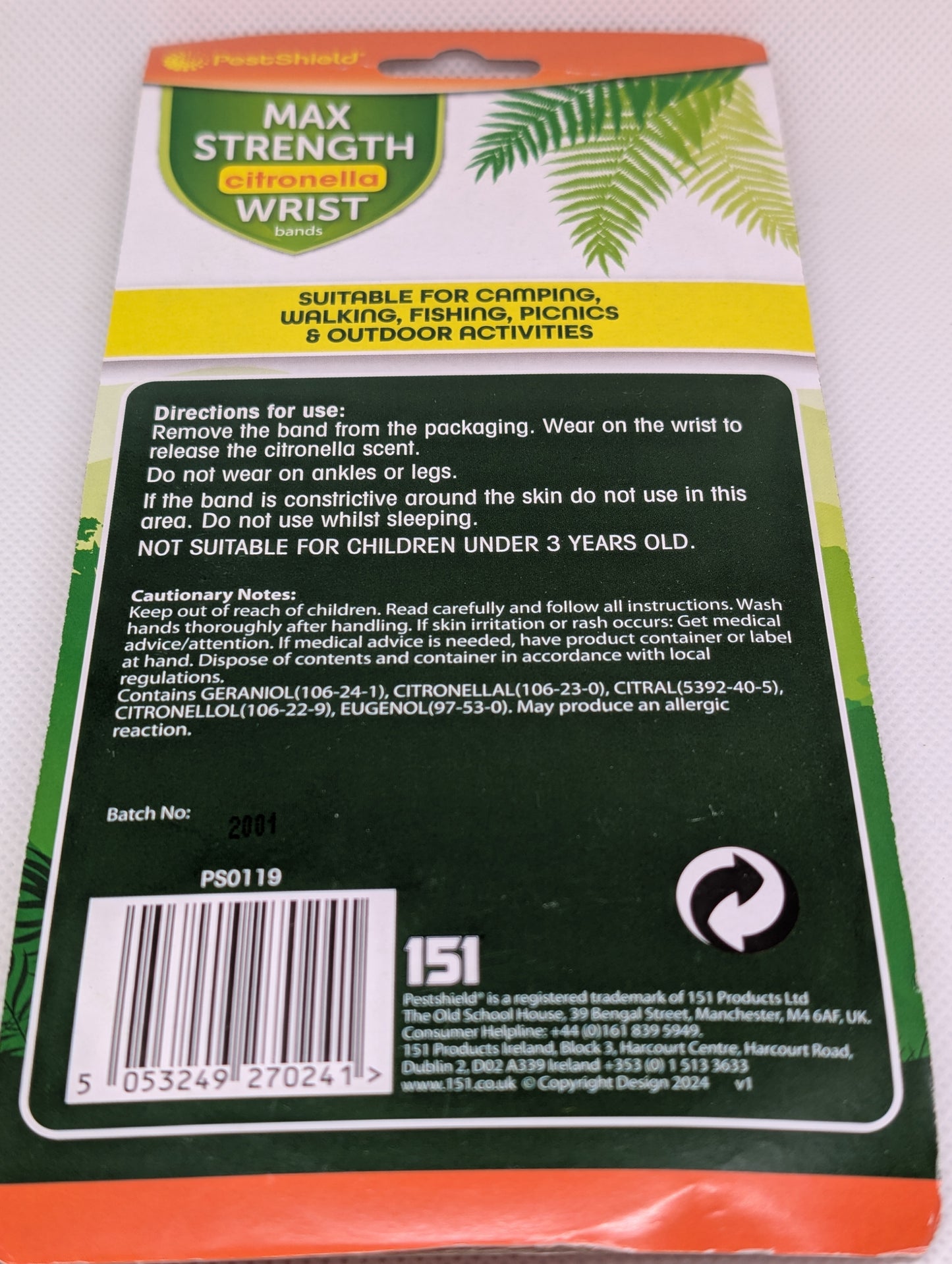 Mosquito / Citronella Wrist Bands - Adults or Children - Lasts upto 7 Days