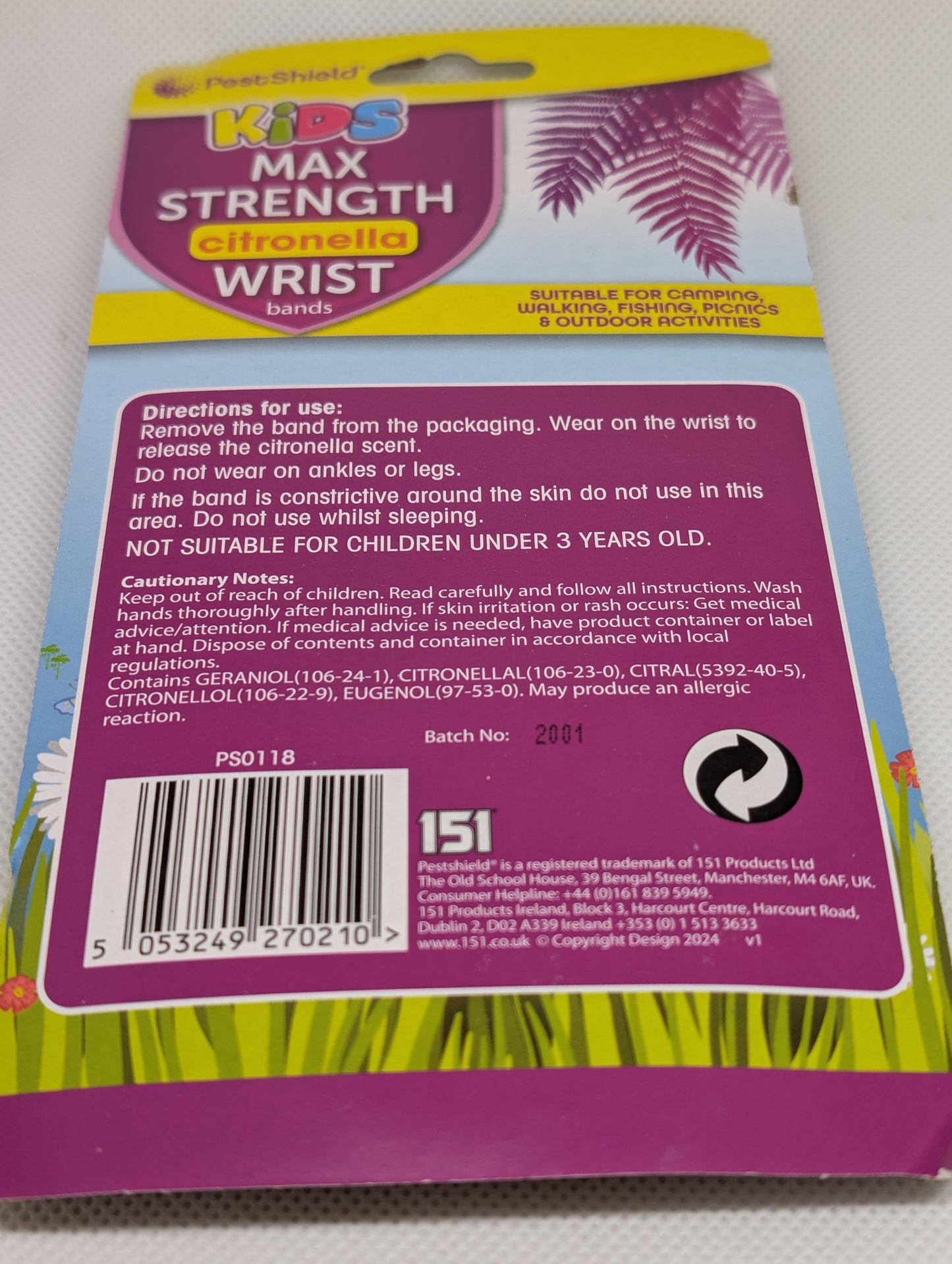 Mosquito / Citronella Wrist Bands - Adults or Children - Lasts upto 7 Days