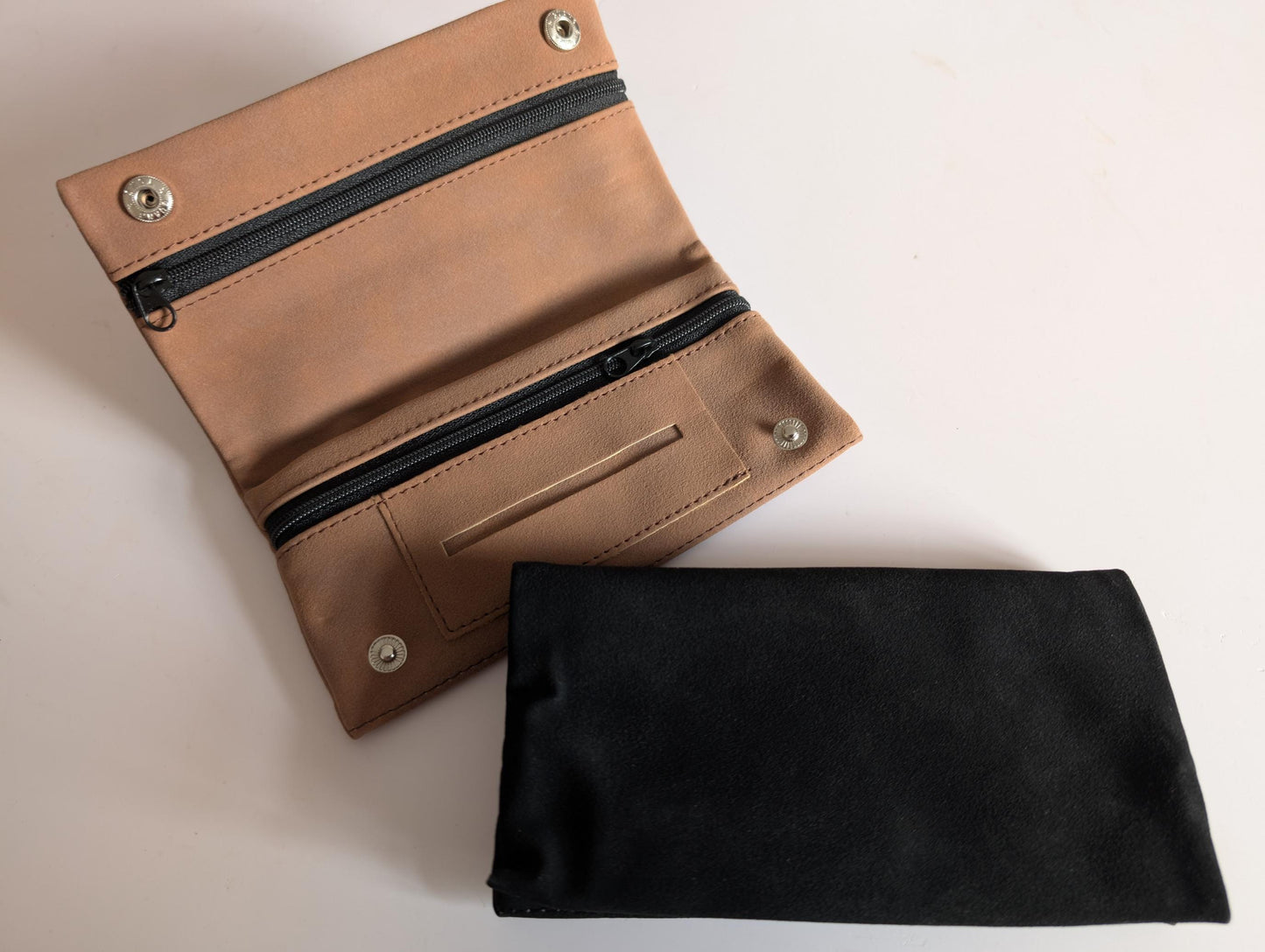 Top Quality Faux Suede Tobacco Pouch Brown or Black holds 2 Oz / 50 Grams