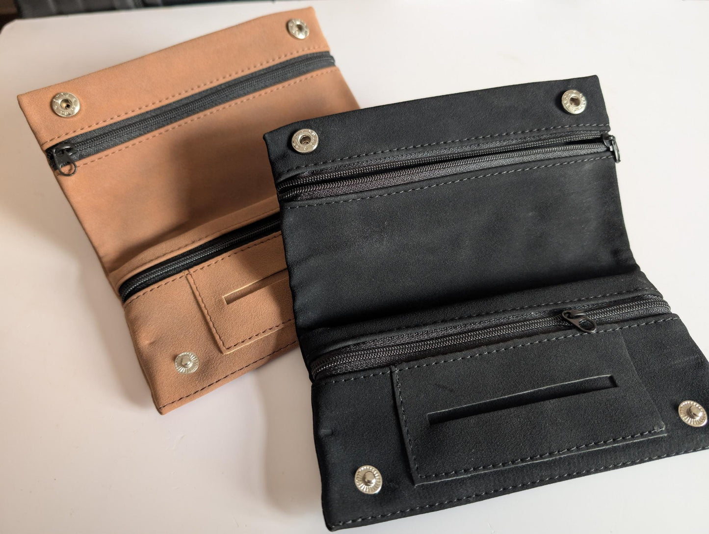 Top Quality Faux Suede Tobacco Pouch Brown or Black holds 2 Oz / 50 Grams