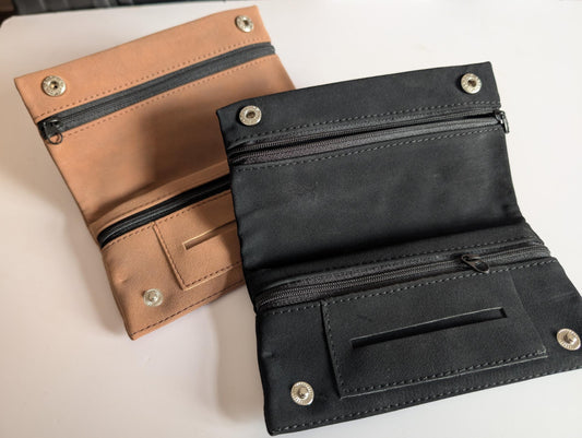 Top Quality Faux Suede Tobacco Pouch Brown or Black holds 2 Oz / 50 Grams