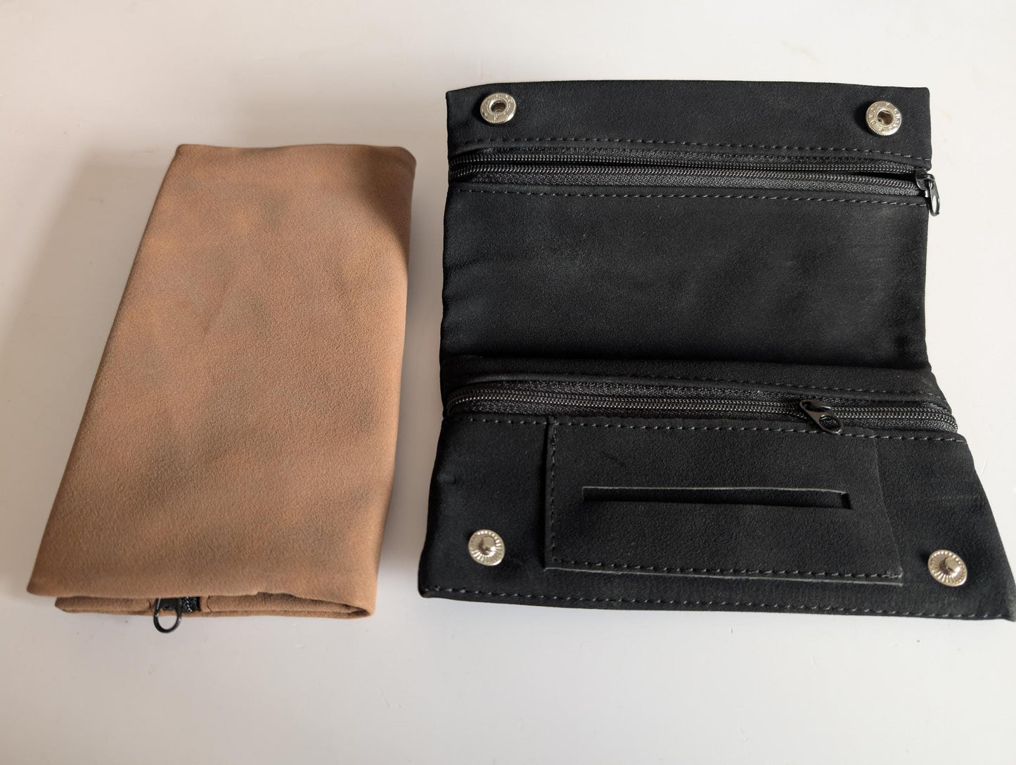 Top Quality Faux Suede Tobacco Pouch Brown or Black holds 2 Oz / 50 Grams