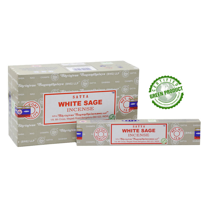 White Sage Incense Sticks by Satya (6 Packets)