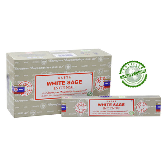 White Sage Incense Sticks by Satya (6 Packets)